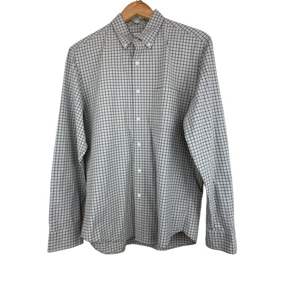 J. Crew Secret Wash Shirting Size M Gray Check Classic Stretch Button Up Shirt - Picture 1 of 5